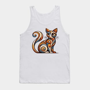 Pop art cat illustration. cubism cat illustration Tank Top